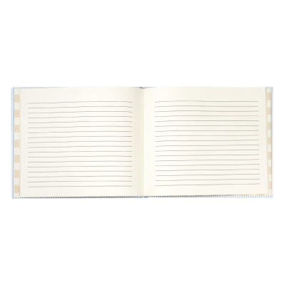 So Happy You're Here Blue and White Striped Guest Book