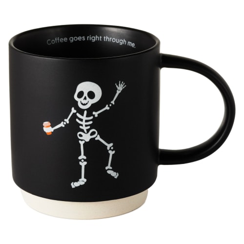 Skeleton With To-Go Coffee Cup Funny Mug