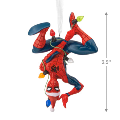 Marvel Spider-Man Hanging From Lights Hallmark Ornament