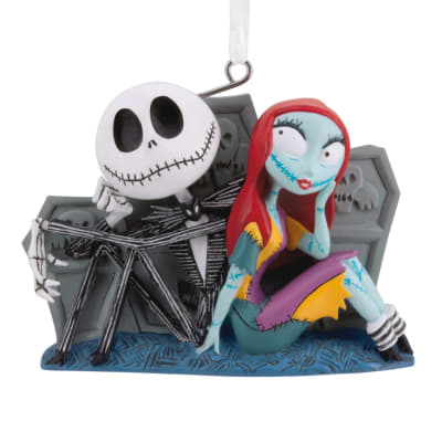 Disney Tim Burton's The Nightmare Before Christmas Jack and Sally With Tombstones Hallmark Ornament