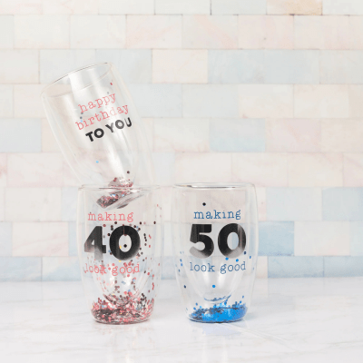 Making 50 Look Good Birthday Confetti Double-Walled Glass