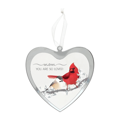 Cardinal 'Mom' Mirrored Glass Ornament