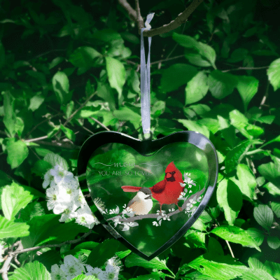 Cardinal 'Mom' Mirrored Glass Ornament