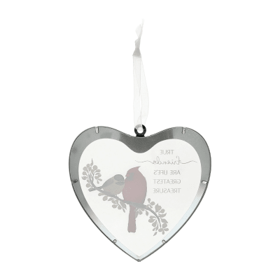 Cardinal 'True Friends, Greatest Treasure' Mirrored Glass Ornament
