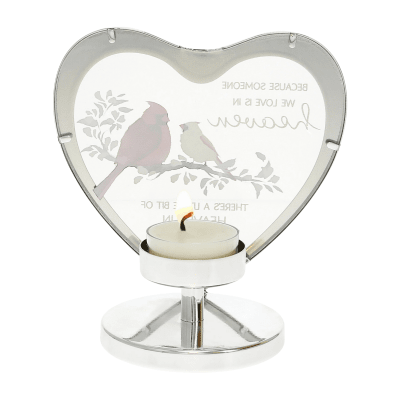 Cardinal 'Heaven In Our Home' Glass Heart Tea Light Holder