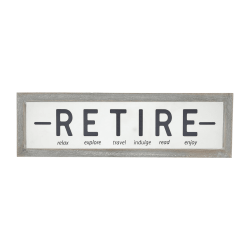 Retire Wood Framed Glass Plaque