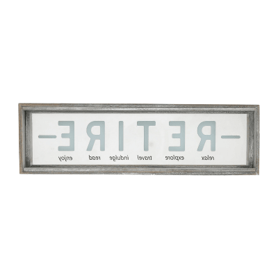 Retire Wood Framed Glass Plaque