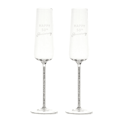 50th Anniversary Glass Champagne Flutes, Set of 2