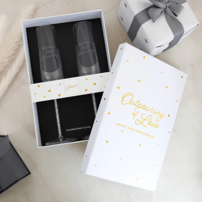 50th Anniversary Glass Champagne Flutes, Set of 2