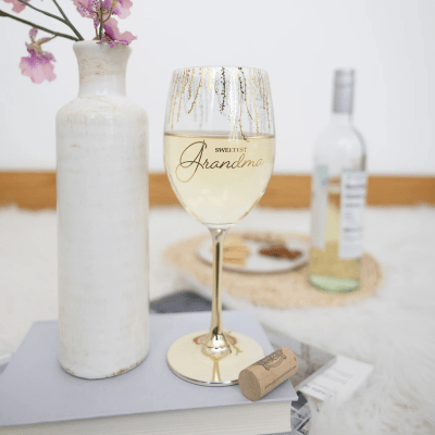 Sweetest Grandma Crystal Wine Glass