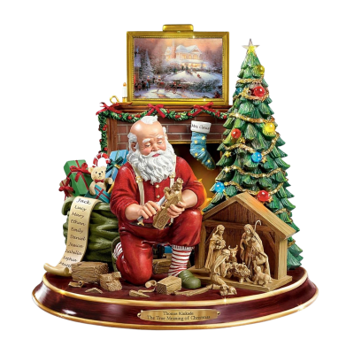 Thomas Kinkade 'The True Meaning of Christmas' Narrative Santa Illuminated Figurine