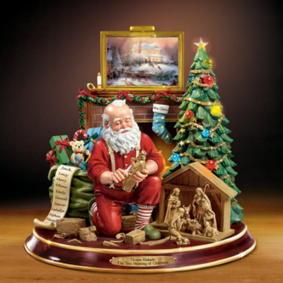Thomas Kinkade 'The True Meaning of Christmas' Narrative Santa Illuminated Figurine