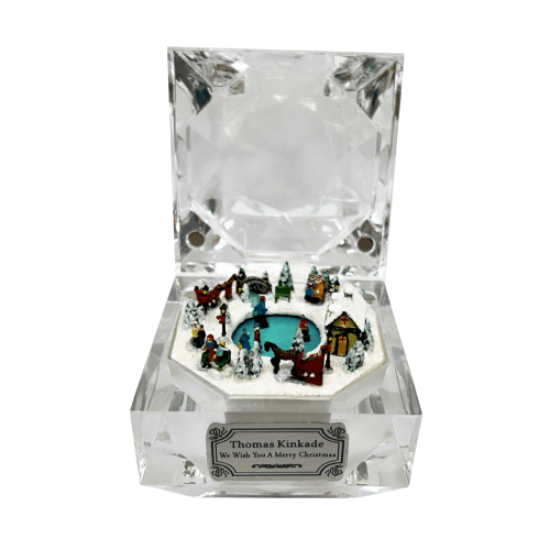 Thomas Kinkade 'We Wish You A Merry Christmas' Crystal Musical Box Figurine