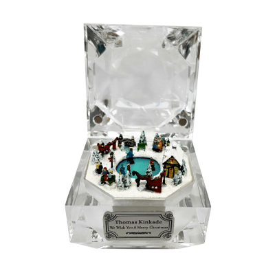 Thomas Kinkade 'We Wish You A Merry Christmas' Crystal Musical Box Figurine