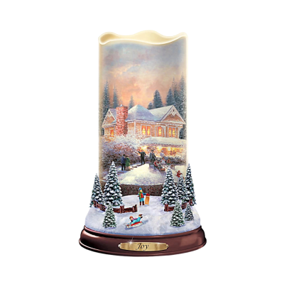 Thomas Kinkade Flurries of Light 'Joy' Projector Illuminated Candle