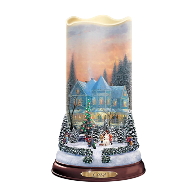 Thomas Kinkade Flurries of Light 'Love' Projector Illuminated Candle