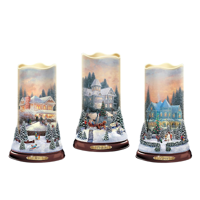 Thomas Kinkade Flurries of Light 'Love' Projector Illuminated Candle