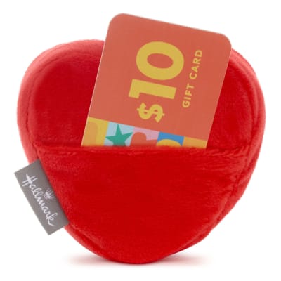 Red Heart With Pocket Plush Gift Card Holder