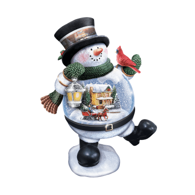 Thomas Kinkade 'Dashing Through The Snow' Snowman Illuminated Snow Globe