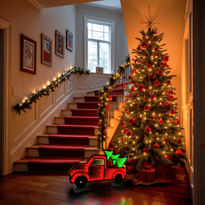 Infinity | Red Truck with Christmas Tree Standing Light