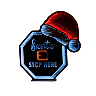 Infinity | Santa Stop Here Sign With Santa Hat Standing Light