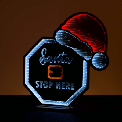 Infinity | Santa Stop Here Sign With Santa Hat Standing Light