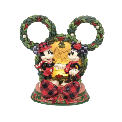 Jim Shore | Disney Mickey & Minnie Christmas Diorama Illuminated Figurine