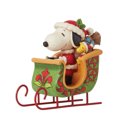 Jim Shore | Peanuts® Santa Snoopy & Woodstock in Sleigh Figurine
