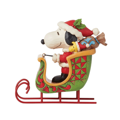 Jim Shore | Peanuts® Santa Snoopy & Woodstock in Sleigh Figurine