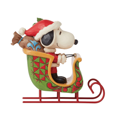 Jim Shore | Peanuts® Santa Snoopy & Woodstock in Sleigh Figurine