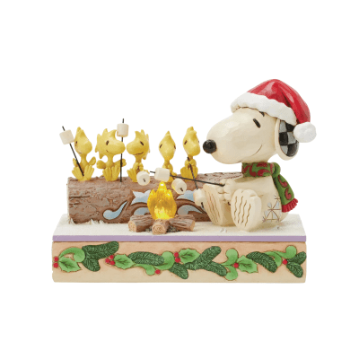 Jim Shore | Peanuts® Santa Snoopy & Woodstock Roasting Illuminated Figurine