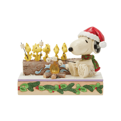 Jim Shore | Peanuts® Santa Snoopy & Woodstock Roasting Illuminated Figurine