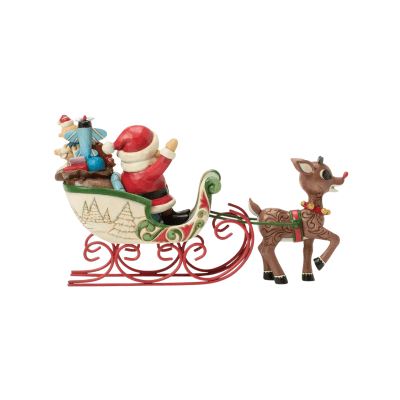 Jim Shore | Rudolph the Red-Nosed Reindeer Pulling Santa in Sled Figurine
