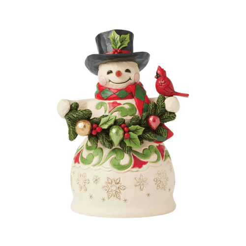 Jim Shore | Snowman with Garland and Cardinal Figurine
