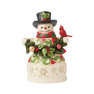 Jim Shore | Snowman with Garland and Cardinal Figurine