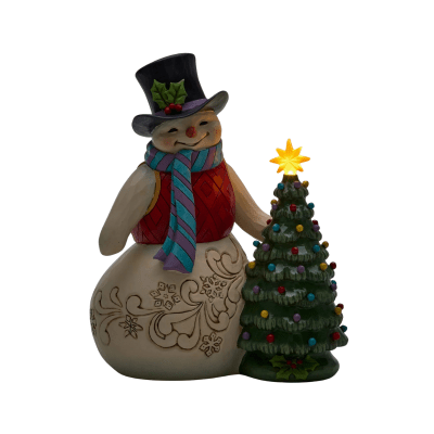 Jim Shore | Snowman with Vintage LED Tree Figurine