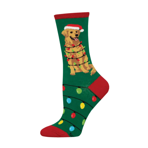 Socksmith Women's 'Christmas Dog Gone Lights' Green Socks