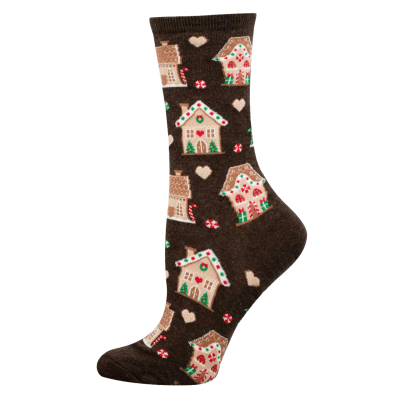 Socksmith Women's 'Christmas Gingerbread Houses' Brown Heather Socks