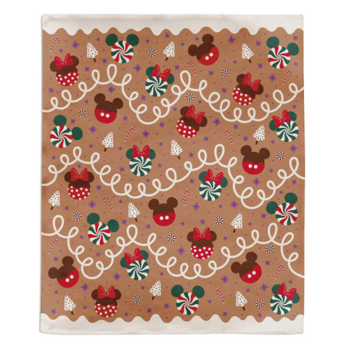 Disney Mickey and Minnie Icons on Gingerbread Throw Blanket