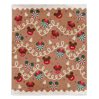 Disney Mickey and Minnie Icons on Gingerbread Throw Blanket