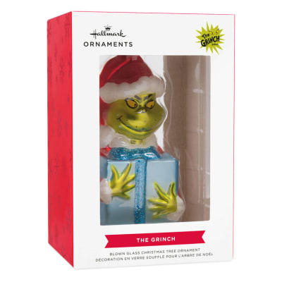 Dr. Seuss's How the Grinch Stole Christmas!™ Grinch With Present Blown Glass Hallmark Ornament