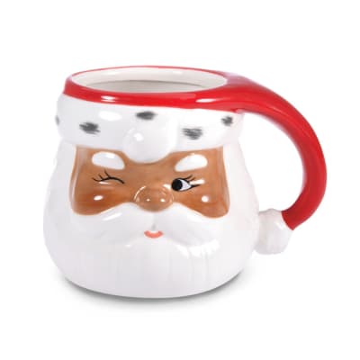 Winking Black Santa Holiday Sculpted Mug