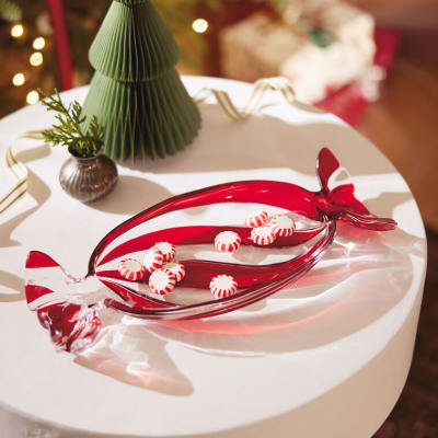 Wrapped Peppermint Candy-Shaped Serving Dish