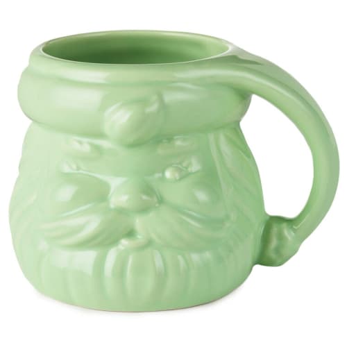 Mint Green Sculpted Santa Mug