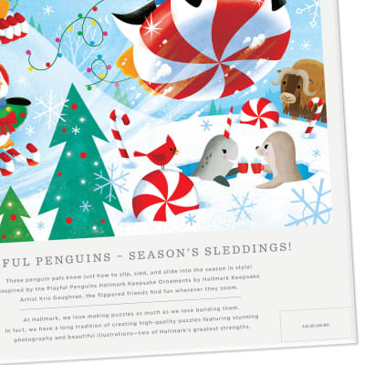 Playful Penguins Season's Sleddings 550-Piece Jigsaw Puzzle