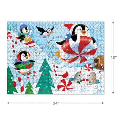 Playful Penguins Season's Sleddings 550-Piece Jigsaw Puzzle