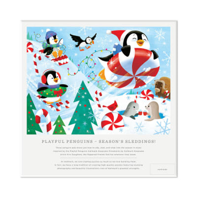 Playful Penguins Season's Sleddings 550-Piece Jigsaw Puzzle