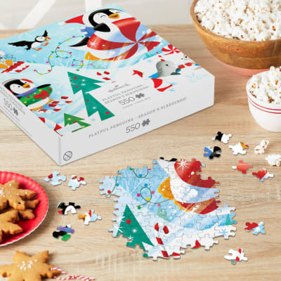 Playful Penguins Season's Sleddings 550-Piece Jigsaw Puzzle