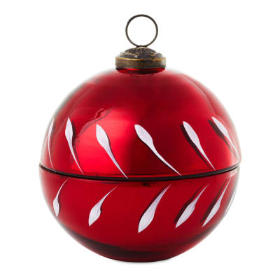 Red Glass Ball Ornament Pine-Scented Candle