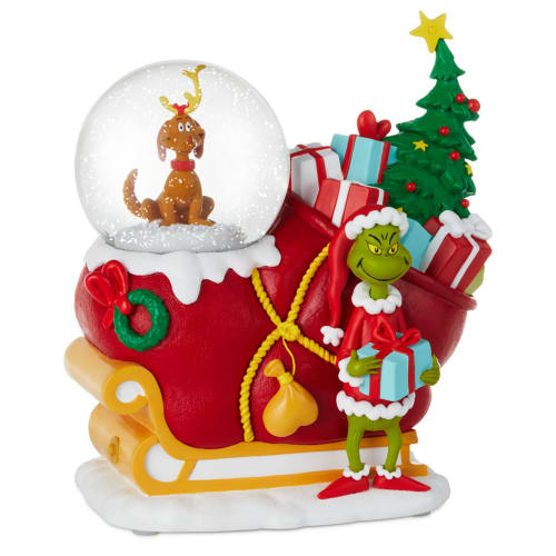 Dr. Seuss's How the Grinch Stole Christmas!™ Grinch, Max and Sleigh Snow Globe Figurine With Music